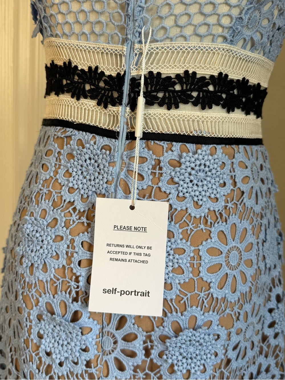 Self-Portrait Blue Floral Lace Midi Dress US 2 NWT - Picture 9 of 13